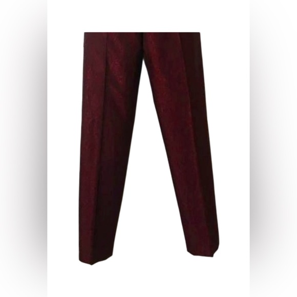 Carlisle Textured Paisley Print Straight Leg Dress Pant _ Wine - Picture 4 of 7